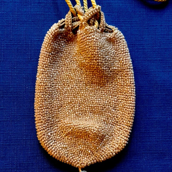 Vintage, Mauve, Beaded Drawstring Evening Purse - Picture 3 of 8